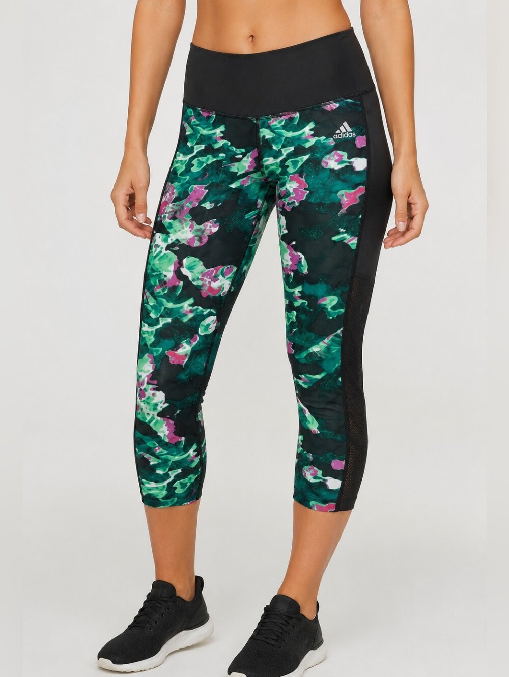Adidas Climalite Green Patterned Crop Athletic Leggings Pants